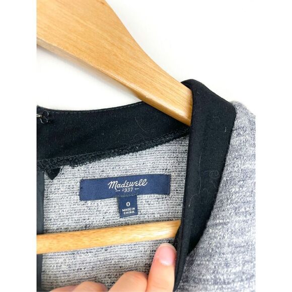 Madewell Gray/Black  Park Line Knit Dress Short Sleeve Pockets Size 0 - Picture 8 of 11
